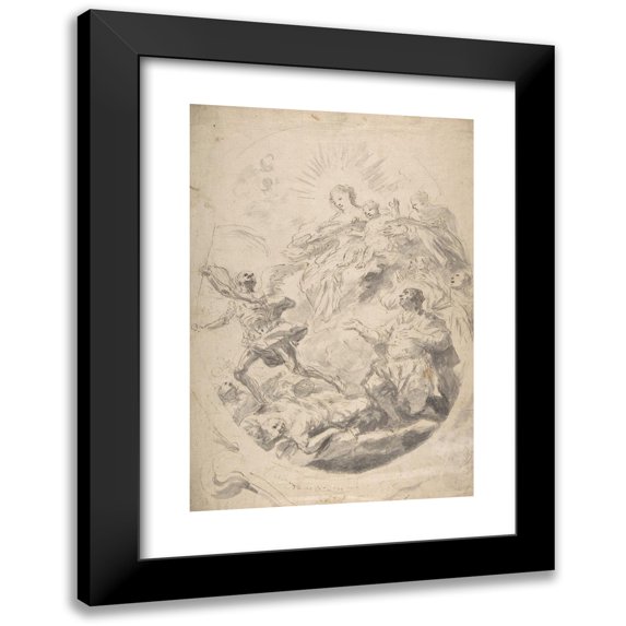 Geronimo Cenatiempo 17x24 Black Modern Framed Museum Art Print Titled - The Virgin and Child Intervening for Victims of the Plague