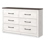 Ashley Furniture Gerridan 6-Drawer Farmhouse Wood Dresser in White & Gray