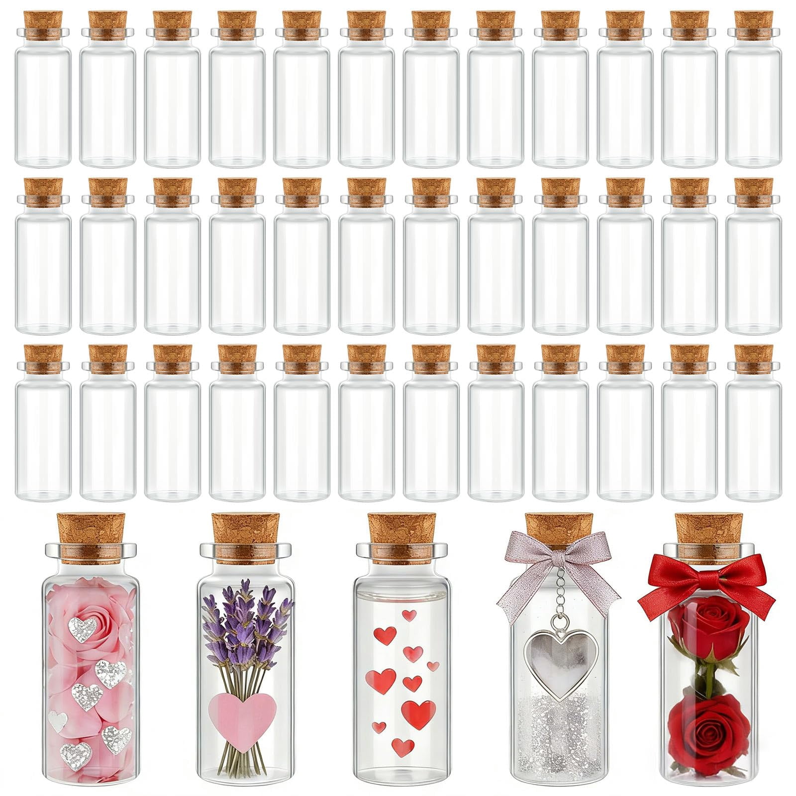 Mini Message Jar Gerrii 100 Pcs 30 ml Mini Glass Bottles Wood Cork Stoppers, Valentines ...