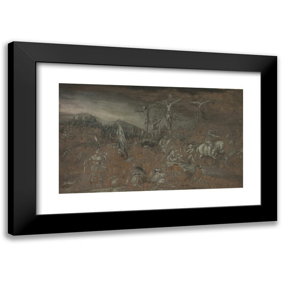 Gerrit Battem 14x10 Black Modern Framed Museum Art Print Titled - The Crucifixion (Last Half 1600s)