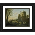 thumbnail image 1 of Gerrit Berckheyde 24x19 Black Ornate Framed Double Matted Museum Art Print Titled: The Main Gate to Egmond Castle (1670 - 1698), 1 of 5