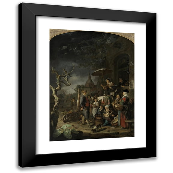 Gerrit Dou 11x14 Black Modern Framed Museum Art Print Titled - The Quack (1652)