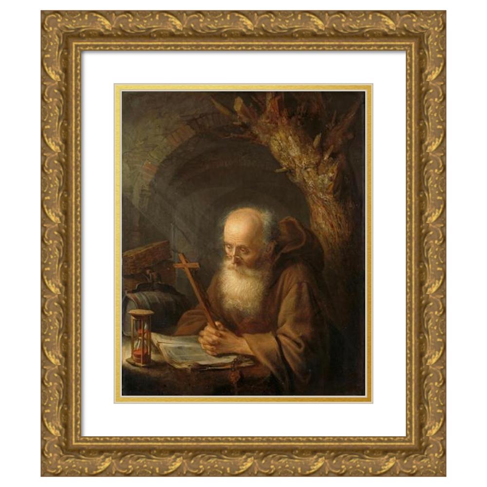 Gerrit Dou 20x24 Black Ornate Framed Double Matted Museum Art Print Titled:  A Hermit (1664) - Walmart.com, image size:1000x1000