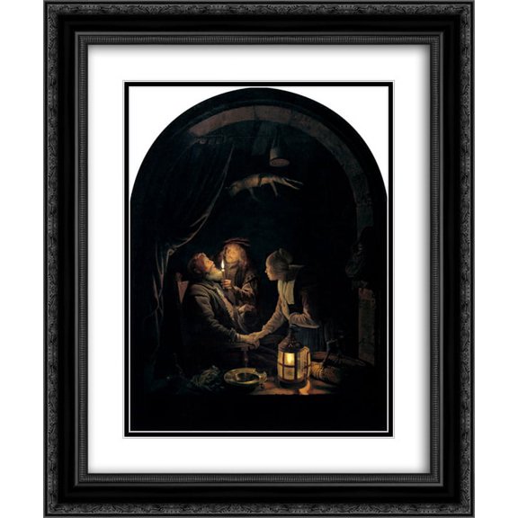 Gerrit Dou 2x Matted 20x24 Black Ornate Framed Art Print 'Dentist by Candlelight'