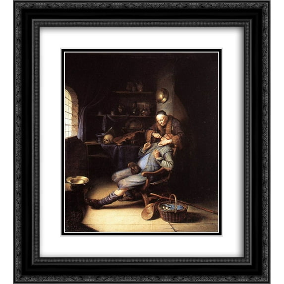 Gerrit Dou 2x Matted 20x24 Black Ornate Framed Art Print 'The Extraction of Tooth'