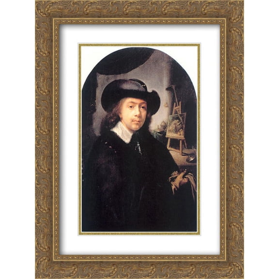 Gerrit Dou 2x Matted 20x24 Gold Ornate Framed Art Print 'Portrait Of The Artist In His Studio'