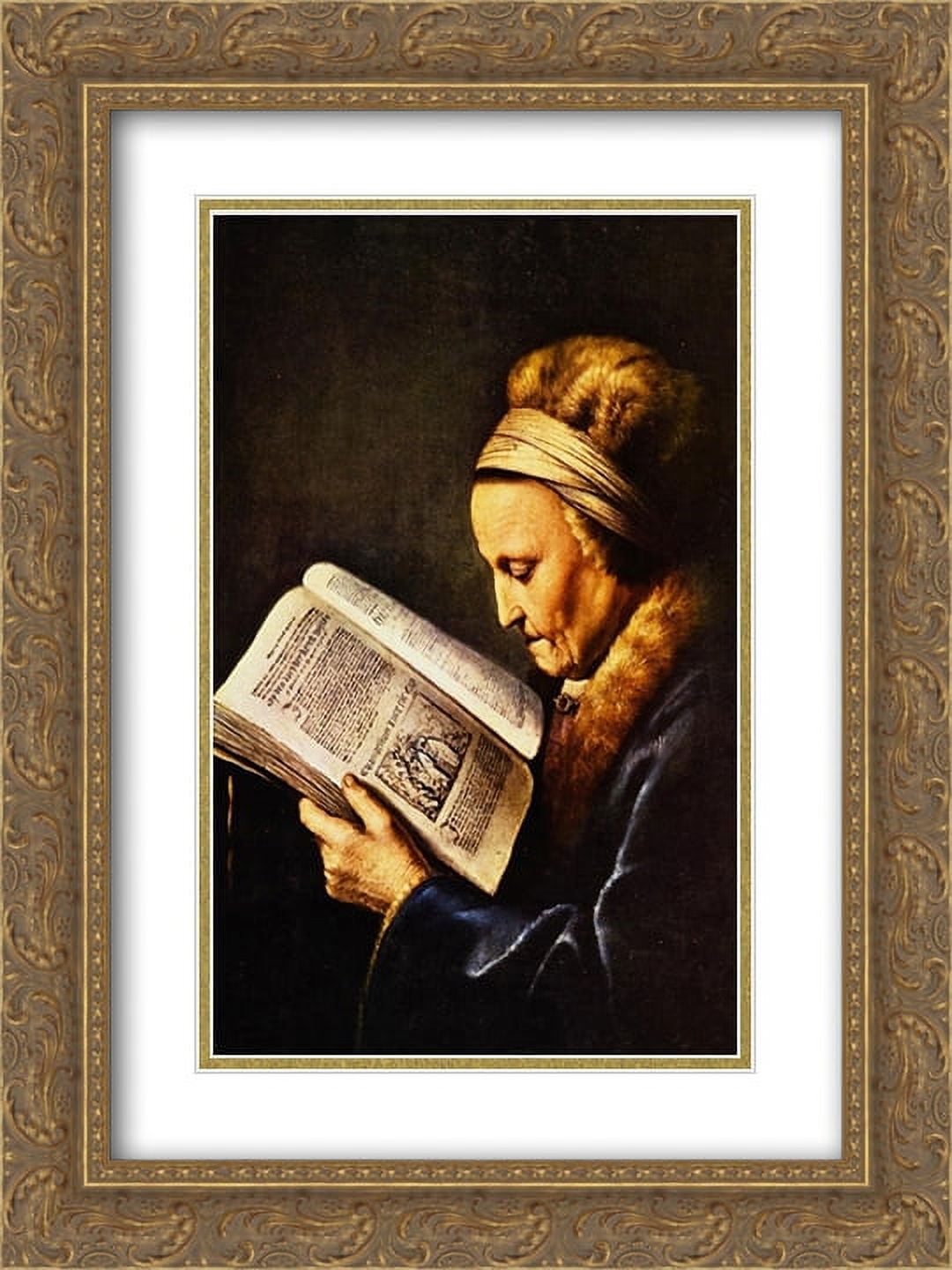 Gerrit Dou 2x Matted 20x24 Gold Ornate Framed Art Print 'Portrait of an old  woman reading' - Walmart.com, image size:1080x1440