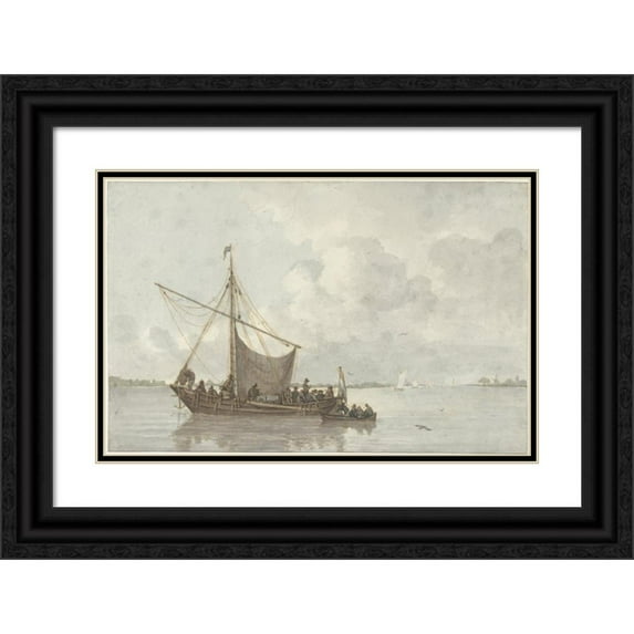 Gerrit Lamberts 18x13 Black Ornate Wood Framed Double Matted Museum Art Print Titled - River Face (1786 - 1850)