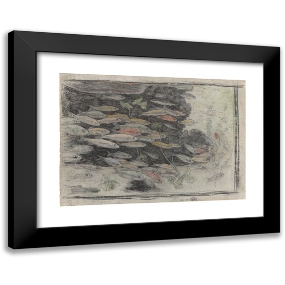 Gerrit Willem Dijsselhof 24x18 Black Modern Framed Museum Art Print Titled - Aquarium with Gold Winds (1876 - 1924)