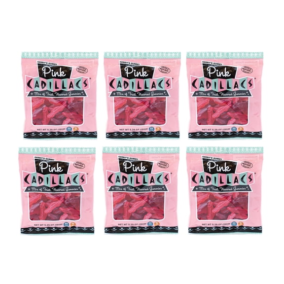 Gerrit's Gummy Pink Cadillacs Pack of 6 (5.29 oz Bag) Chewy Fruit-Flavored Fun