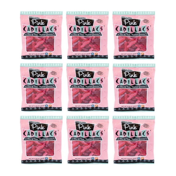 Gerrit's Gummy Pink Cadillacs Pack of 9 (5.29 oz Bag) Chewy Fruit-Flavored Fun