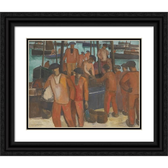 Gerrit van Blaaderen 14x12 Black Ornate Wood Framed Double Matted Museum Art Print Titled: Haven Te Douarnenez (C. 1920 - C. 1924)