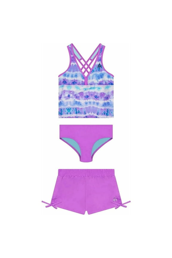 Girls 3-Piece Tankini & Shorts Swimsuit Set