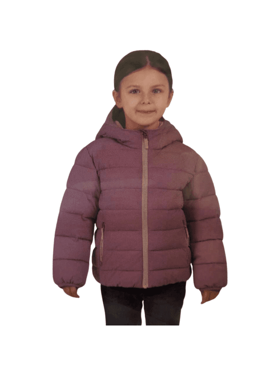 Girls Lined Bubble Jacket, Purple (Plum), 2T