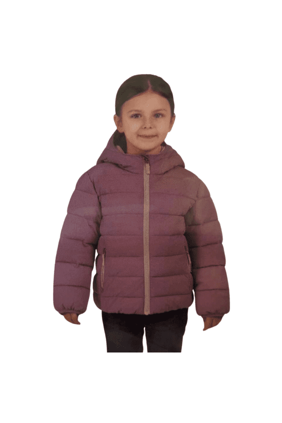Girls Lined Bubble Jacket, Purple (Plum), 3T