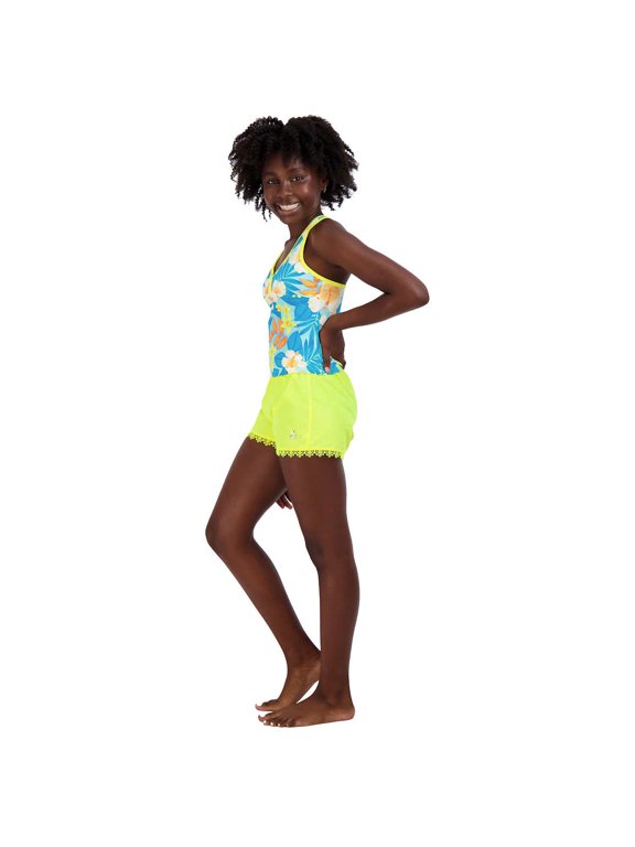 Girls Youth 3 Piece SwimSuit Swim Set, Blue/Yellow Small 7/8