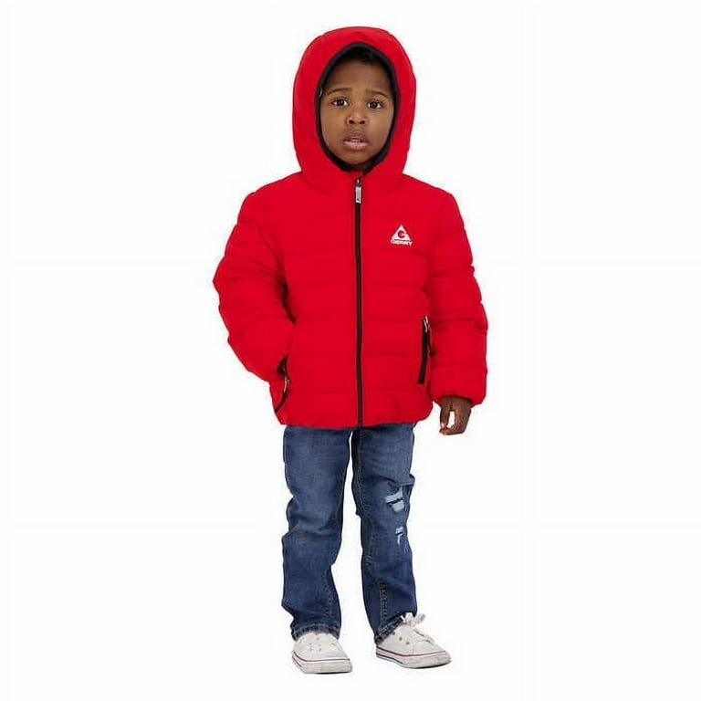 Gerry Kids Jersey Lined Jacket Color Red Winter coat snow Hand warmer pockets insulated bubble jacket with attached hood as1 numeric numeric 2 2T Walmart