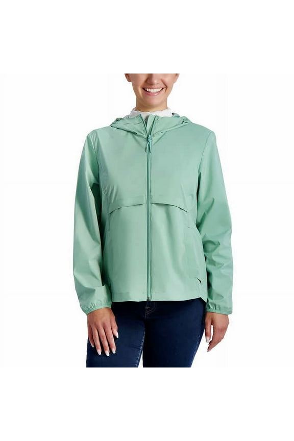 Ladies' Packable Rain Jacket Women's Rain Coat Bag Included | Green, Large
