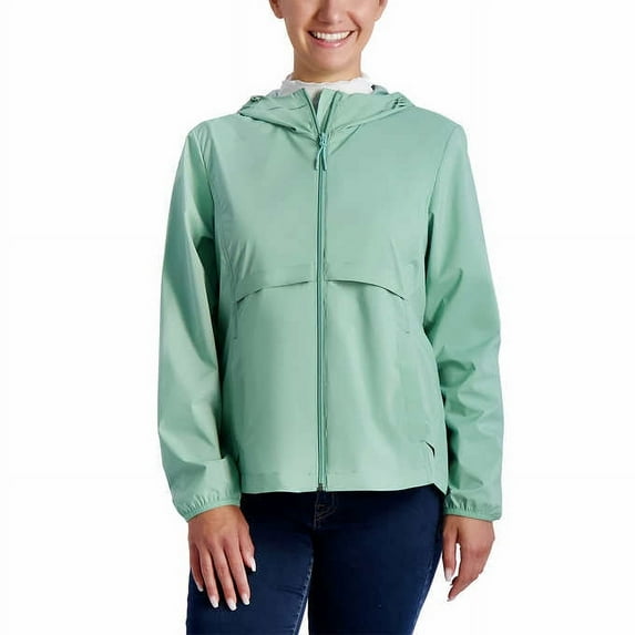 Gerry Ladies' Packable Rain Jacket Women's Rain Coat Bag Included | Green, Large