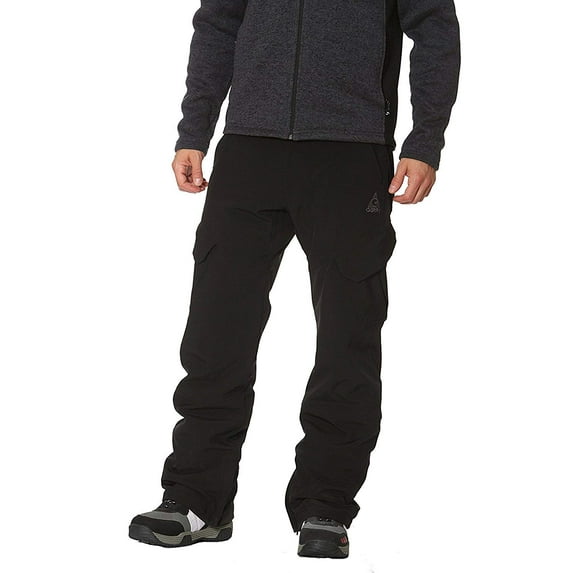 Gerry Men 4-Way Stretch Water Resistant Fleece Lined Cargo Snow Pants Black S