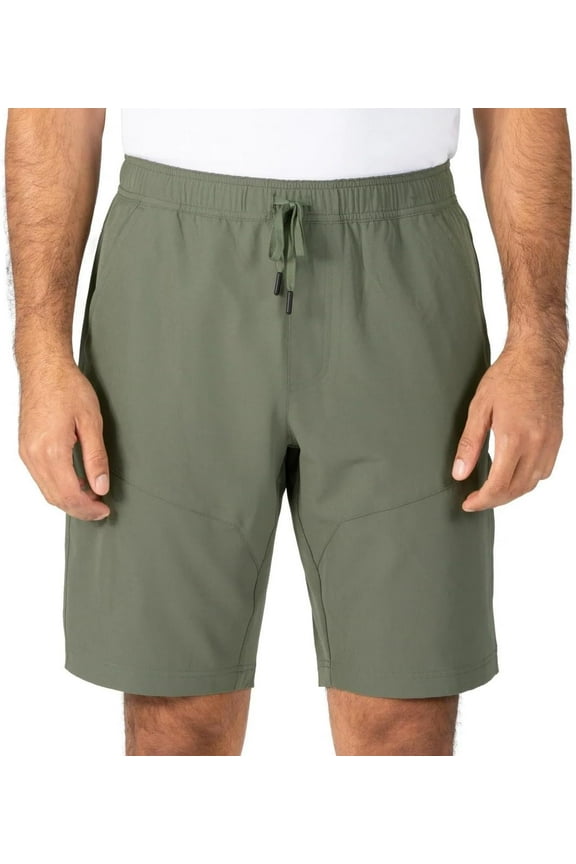 Men's 4-Way Stretch Elastic Waistband Lightweight Trail Short (Green, Medium)