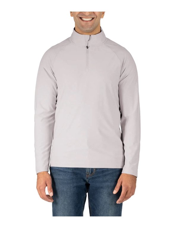 Men's Active Quarter Zip Regular Fit Top Grey, Size Medium