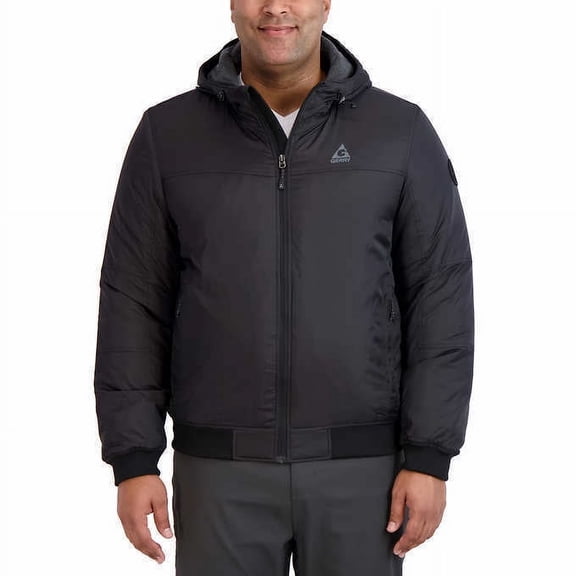Gerry Men’s Hooded Bomber Jacket, Black XL Polyfill Insulation Nylon Shell