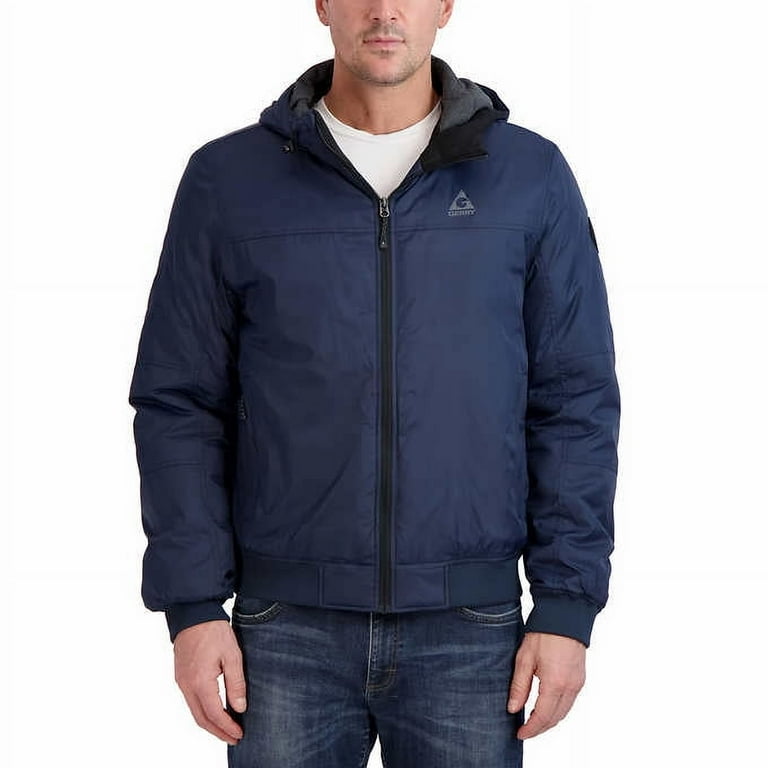 Gerry Men s Hooded Bomber Jacket Blue Walmart