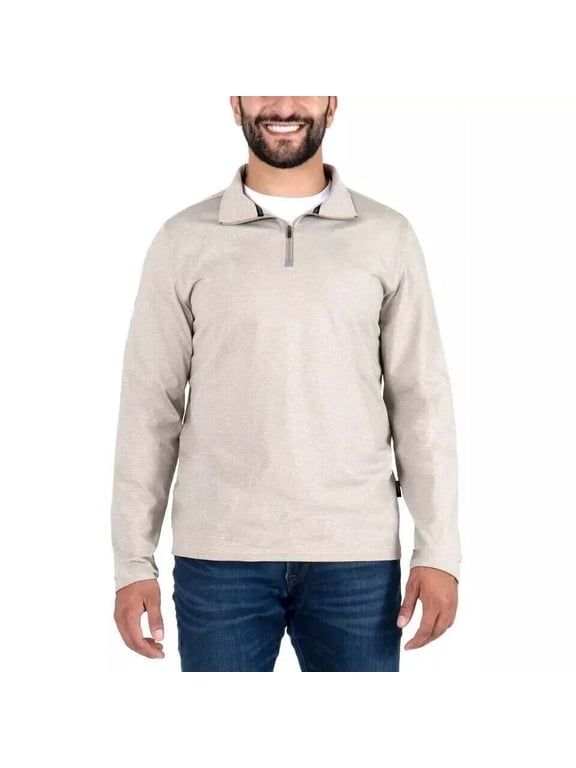 Men's Long Sleeve 1/4 Zip Pullover (Tan, XL)