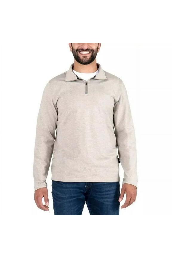 Men's Long Sleeve 1/4 Zip Pullover (Tan, XL)