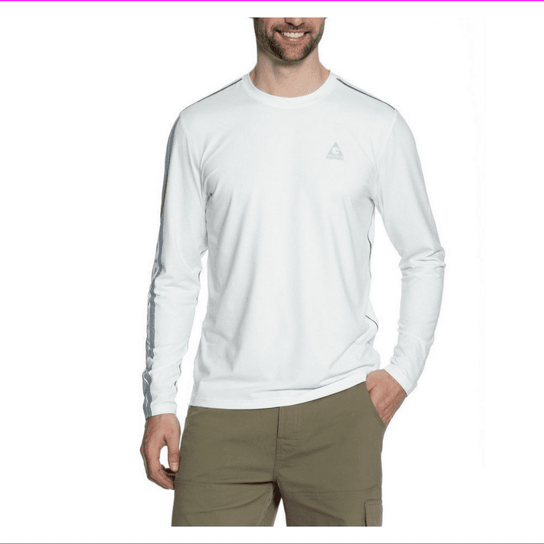 Gerry Men s Long Sleeve Pill resistant Quick dry Sun Protection T Shirt S White