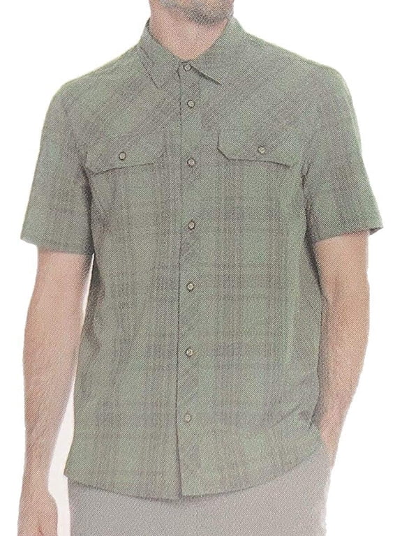 Men's Short Sleeve Quick Dry Tech Woven Shirt(Black, Large)