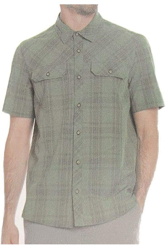 Men's Short Sleeve Quick Dry Tech Woven Shirt(Black, Large)