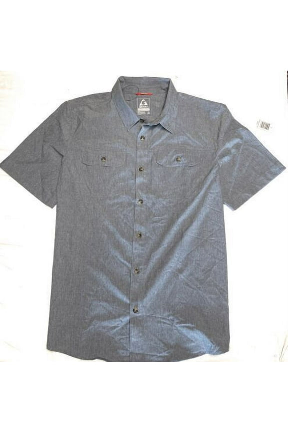 Men's Short Sleeve Quick Dry Tech Woven Shirt (Blue, Medium)