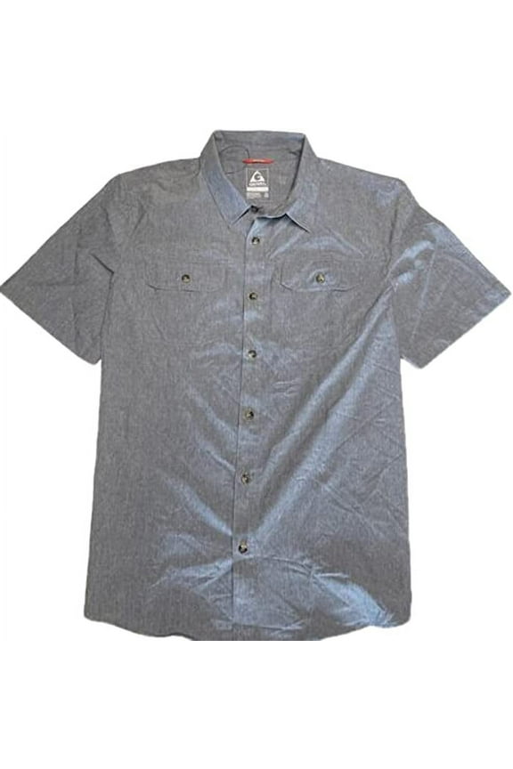 Men's Short Sleeve Quick Dry Tech Woven Shirt (Blue, Small)