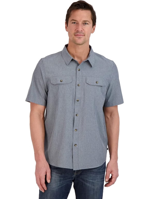 Men's Short Sleeve Quick Dry Tech Woven Shirt (Blue, X- Large)