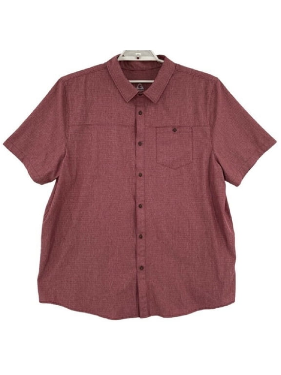 Men's Short Sleeve Quick Dry Tech Woven Shirt Garnet Heather (Medium)