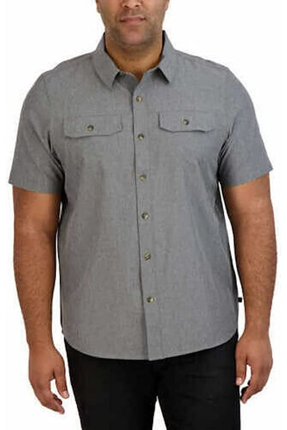 Men's Short Sleeve Quick Dry Tech Woven Shirt (Gray, Small)