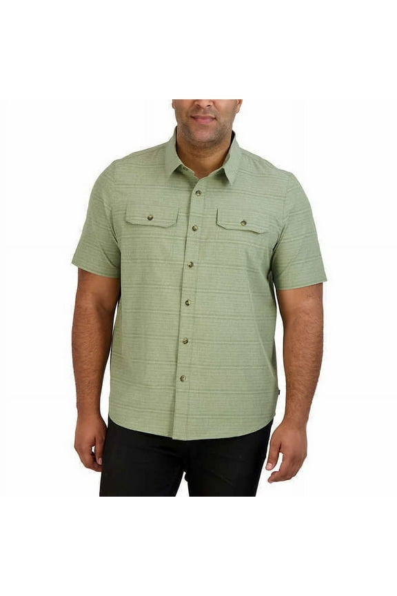 Men's Short Sleeve Woven Camp Shirt 1560863 (Green, Small)