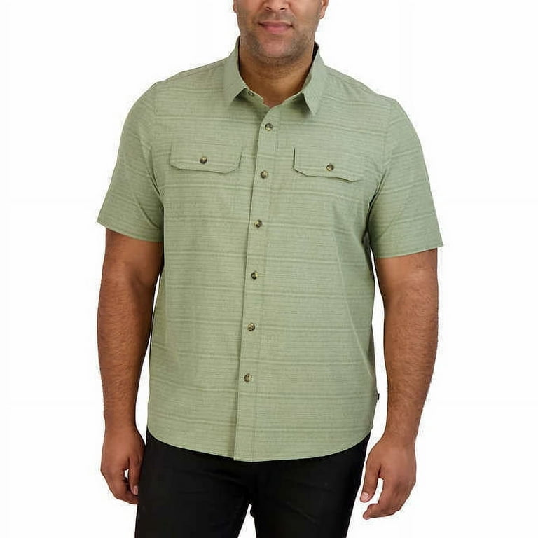 Gerry Men's Short Sleeve Woven Camp Shirt, Green, XL