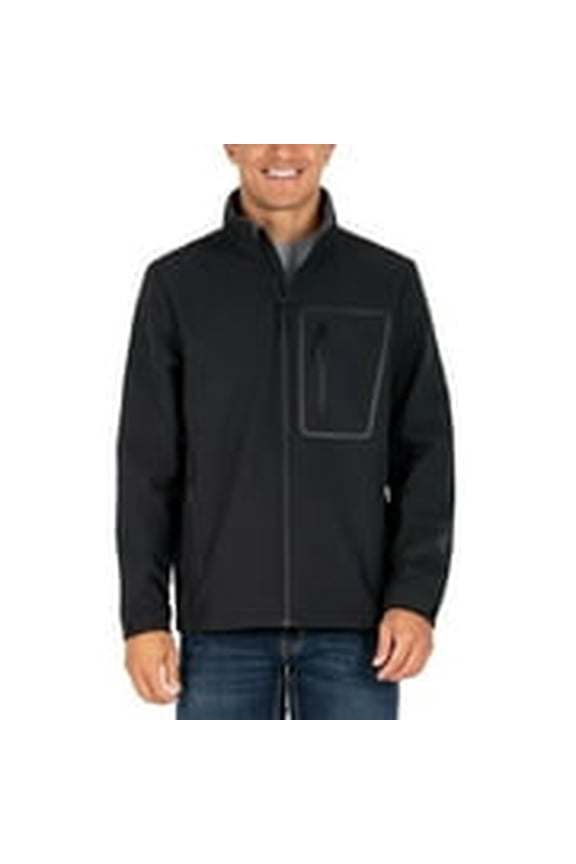 Men’s Softshell Jacket – Water & Wind Resistant, Adjustable Hood & Cuffs, Heavyweight Outdoor Coat (Black, Small)