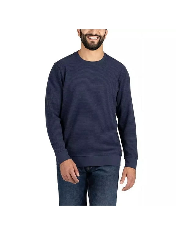 Men's Stretch Fleece Crewneck Long Sleeves Top (Blue, XXL)