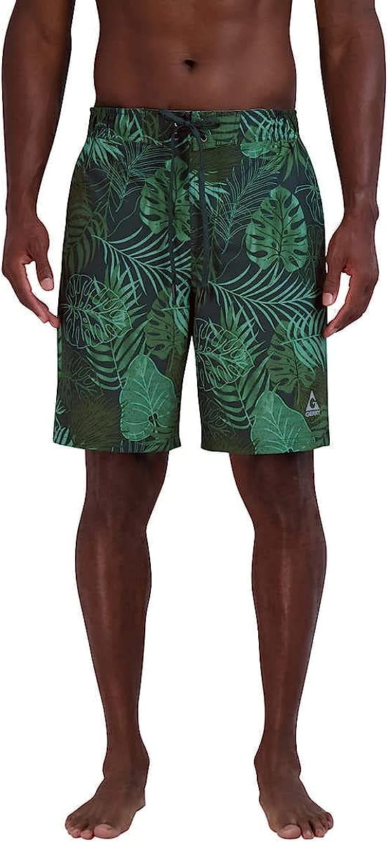 Gerry Men's Swim Trunk Shorts with UV Protection (Green,L)