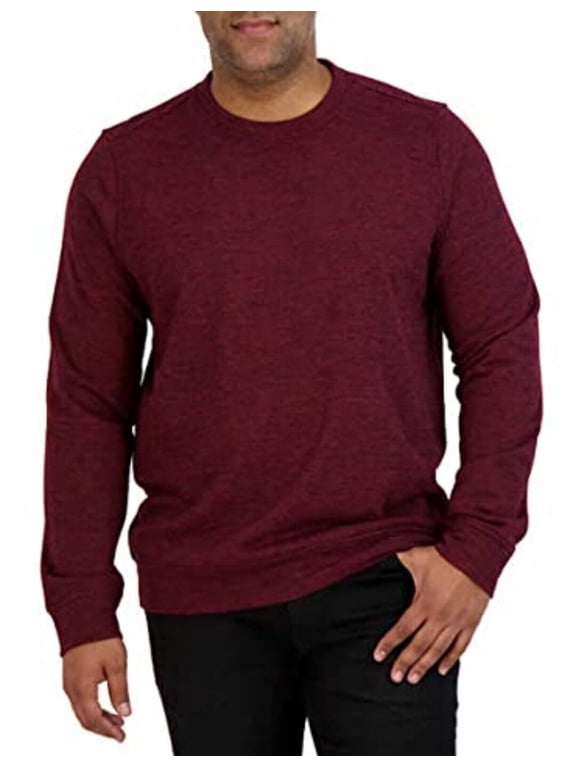 Mens Textured Comfort Stretch Crew Neck Sweatshirt, Red Small