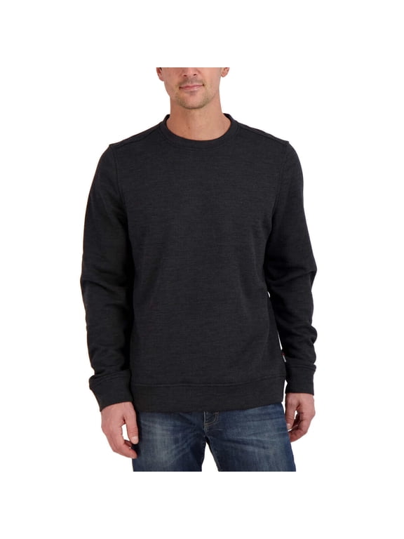 Men's Textured Crew Pullover Sweatshirt (Black, Medium)