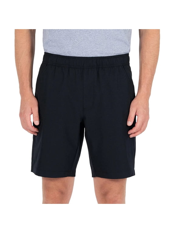 Men’s Trail Shorts 9”, Lightweight Stretch Hiking Shorts with Zip Pockets and Elastic Waist (Medium, Black)