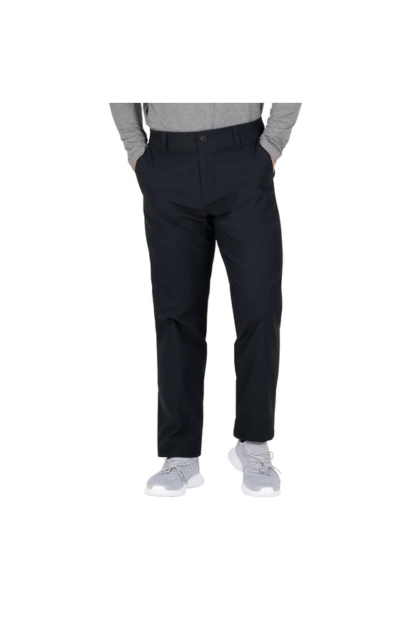 Men's Water Resistant Fleece Lined Stretch Pants with Zip Pockets and Adjustable Hem, Black (32W x 32L)