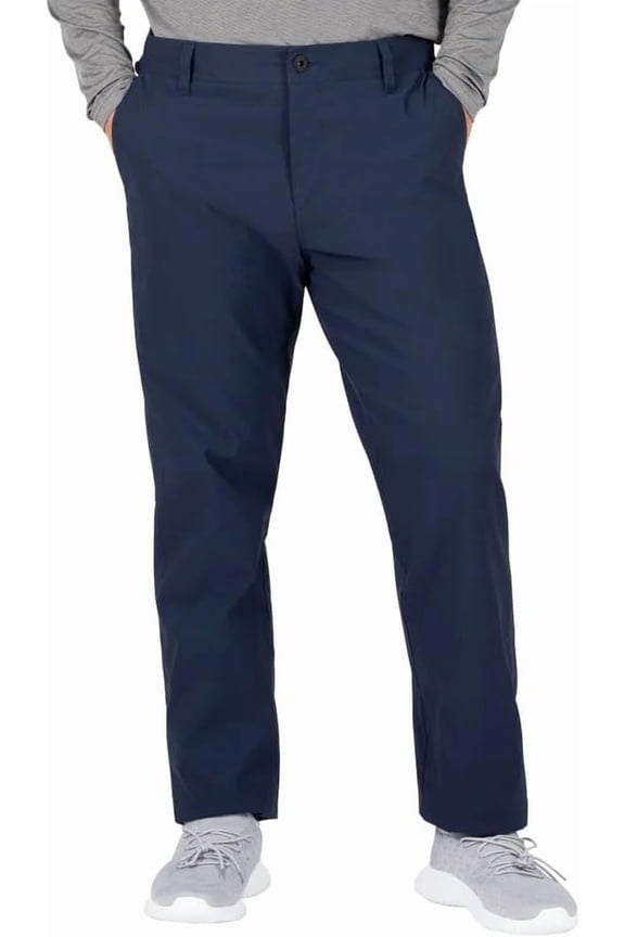 Men's Water Resistant Fleece Lined Stretch Pants with Zip Pockets and Adjustable Hem, Blue (38W x 30L)