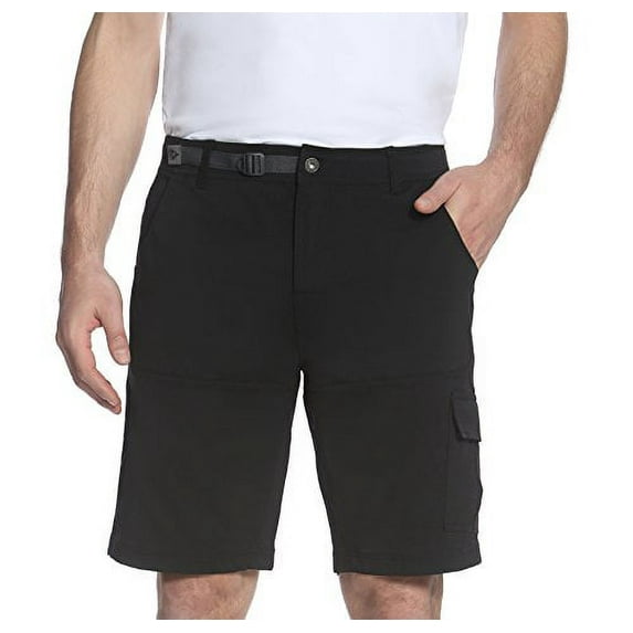 Gerry Mens Stretch Cargo 5 Pocket Shorts Venture Flat Front Woven Hiking Shorts for Men (38, Black)