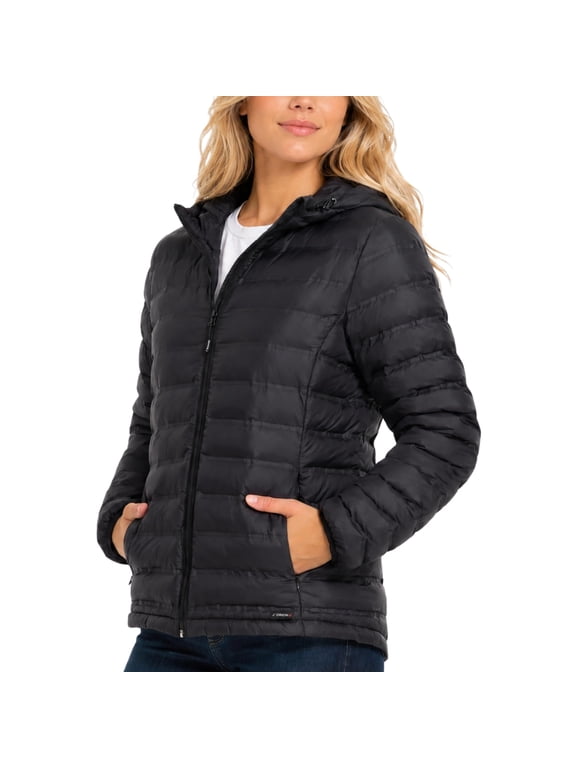 Packable Puffer Jacket Womens with Hood - Warm Lightweight Travel Full Zip Quilted Womens Puffy Coat for Winter